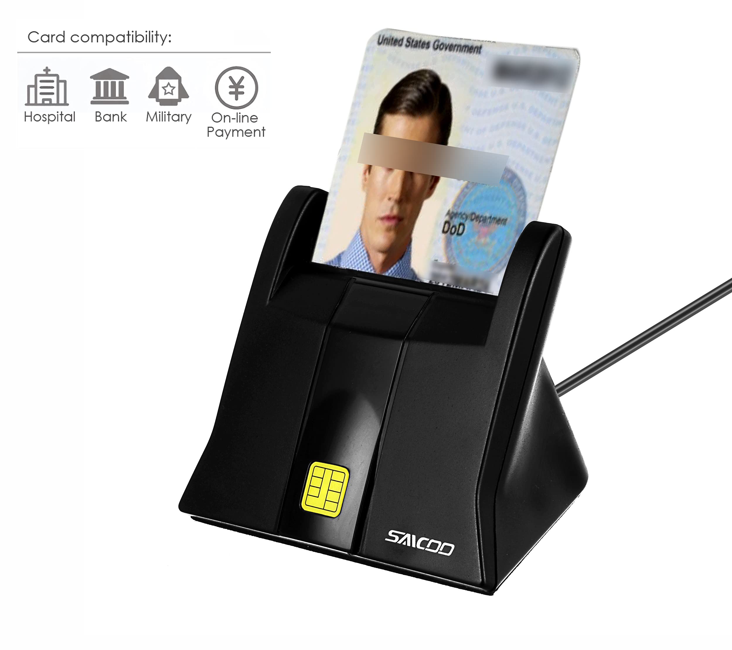 Saicoo Cac Reader Dod Military Usb Common Access Cac Smart Card Reader   Compatible With Mac Os, Win (Don'T Support Va Piv Card)